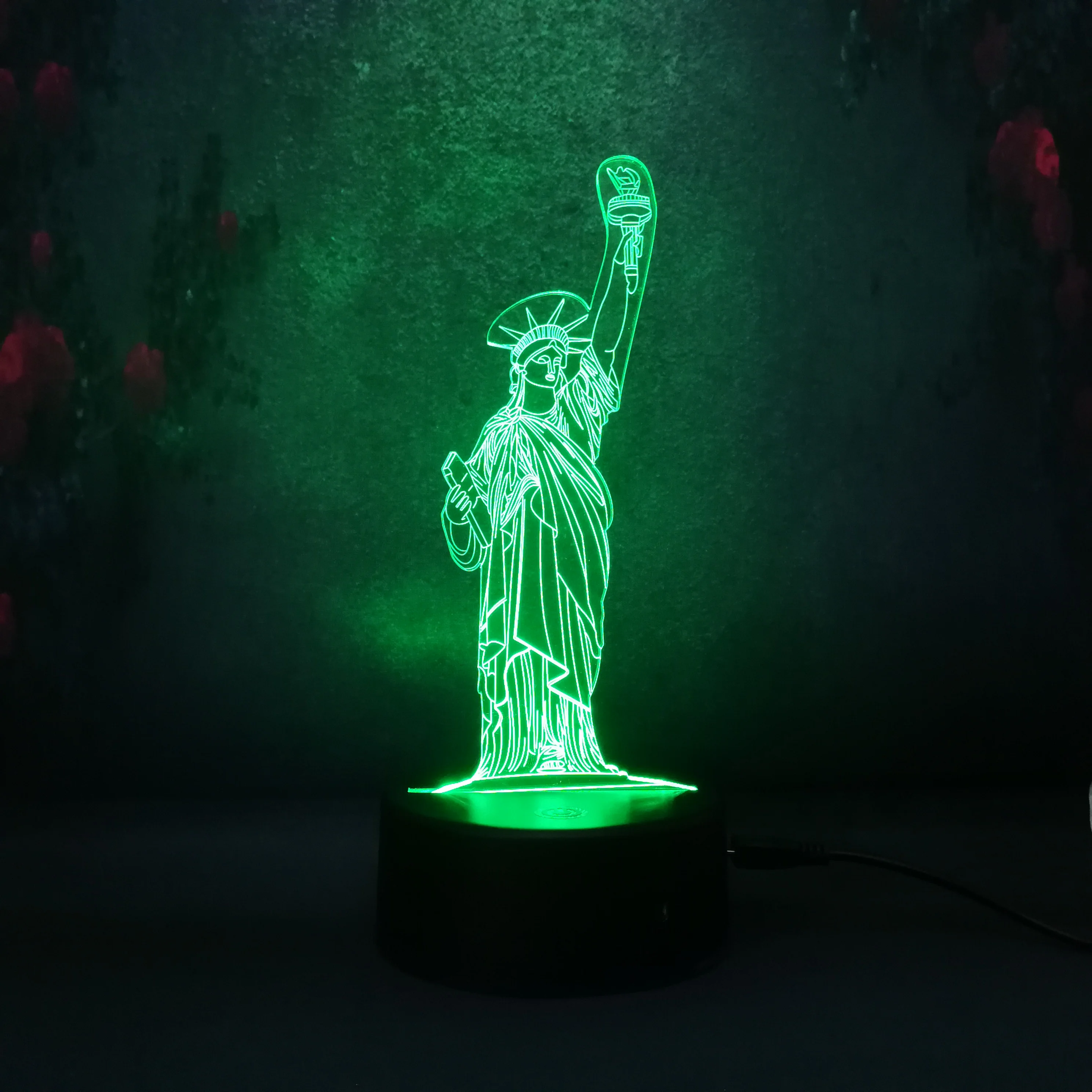 3D США Нью Йорк Победная богиня Ночной светильник Декор для дома спальни