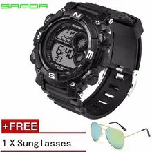 Санда Часы известных брендов Для мужчин G Стиль в стиле милитари шок часы Для мужчин светодиодный цифровые часы Мужские Спорт цифровые часы horloges 323