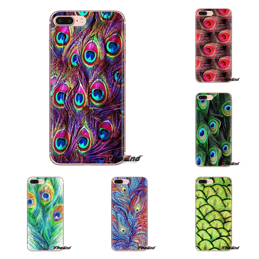 Soft Transparent Cases Covers For iPod Touch Apple iPhone 4 4S 5 5S SE 5C 6 6S 7 8 X XR XS Plus MAX Colorful Peacock Plumage |
