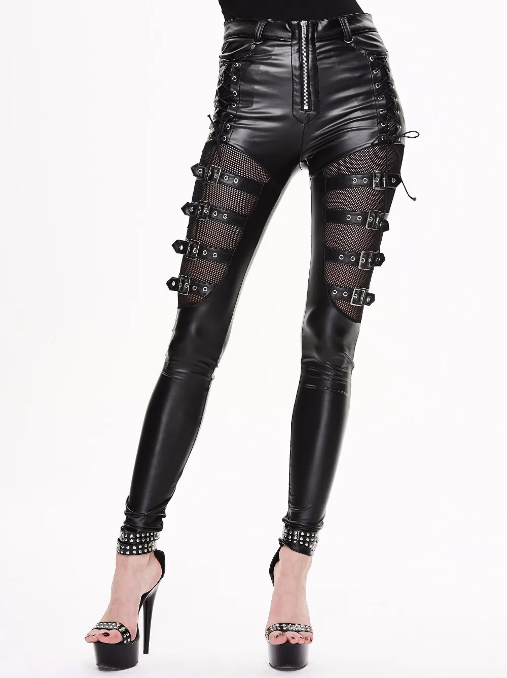 Devil модные готические панк женские сексуальные выдалбливают брюки стимпанк черные облегающие длинные брюки повседневные брюки