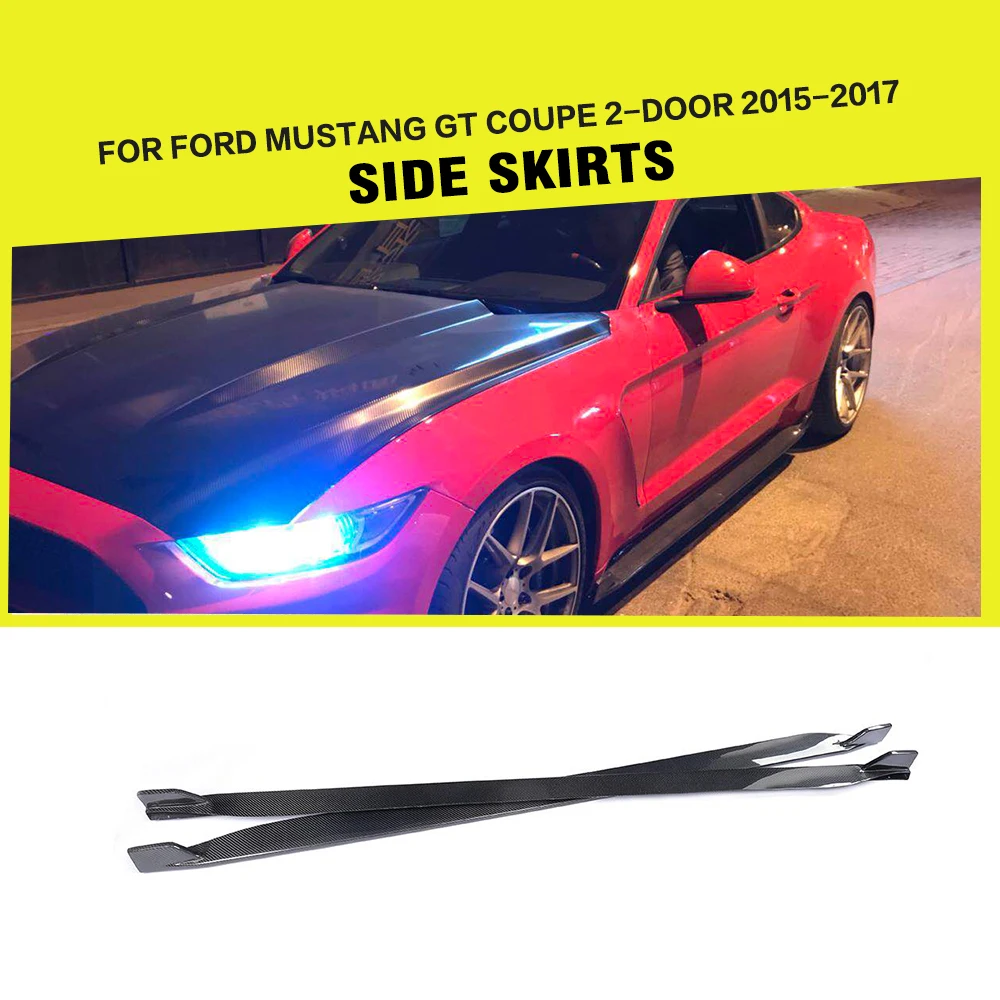 

Carbon Fiber Side Lip Extensions Body Skirts for Ford Mustang Coupe Convertible 2-Door 2015 2016 2017
