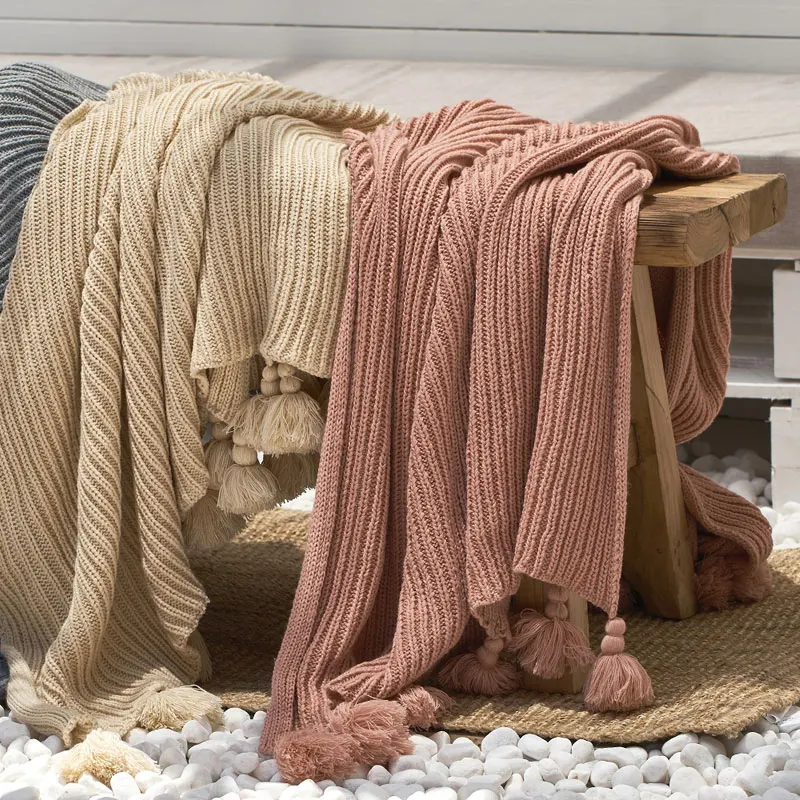 

chunky knit weighted blanket for bed soft aircondition throw sofa blankets adult knit Bedspread solid quilt