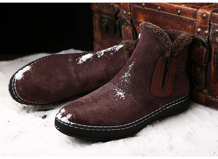 Зимние ботинки для мужчин; коллекция года; модные теплые зимние ботинки на плоской подошве с мехом на молнии; теплая хлопковая обувь; Мужская обувь; zapatos de hombre; размеры 38-44