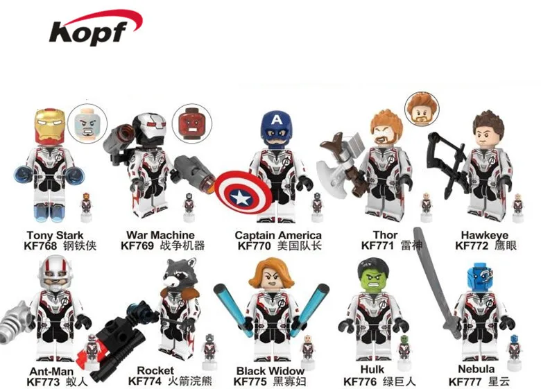 

KF6076 Space Suit With Micro Figure Tony Stark Building Blocks Bricks Thor Hawkeye Avengers 4 End Game For Children Gift Toy