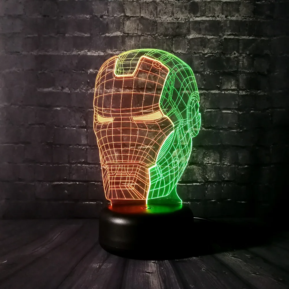 

Amroe Hero Movie Iron Man Mask IR USB Touch 7 Color Dimming Atsmosphere Night Lights Child Boys Man Fans Birthday Xmas Toy Gifts