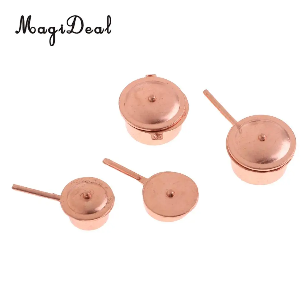8Pcs 1:12 Scale Dollhouse Miniature Alloy Metal Pots Pants Set Kitchen Cookware Cooking Kit Accessory Children Toys