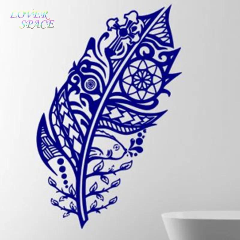Custom Made 'Amazing Feather' Flowing Wall Decal Many colours New