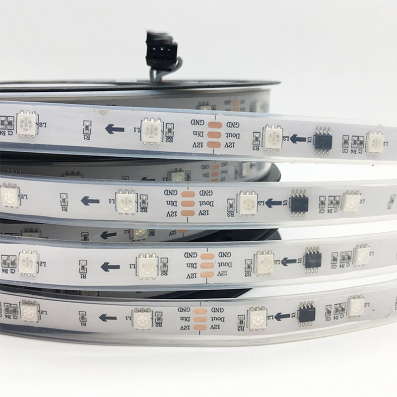 Светодиодные ленты светильник ws2812 2812b WS2811 2811 IC 5V 12V программируемый индивидуальные адресная система RGB 5050 SMD