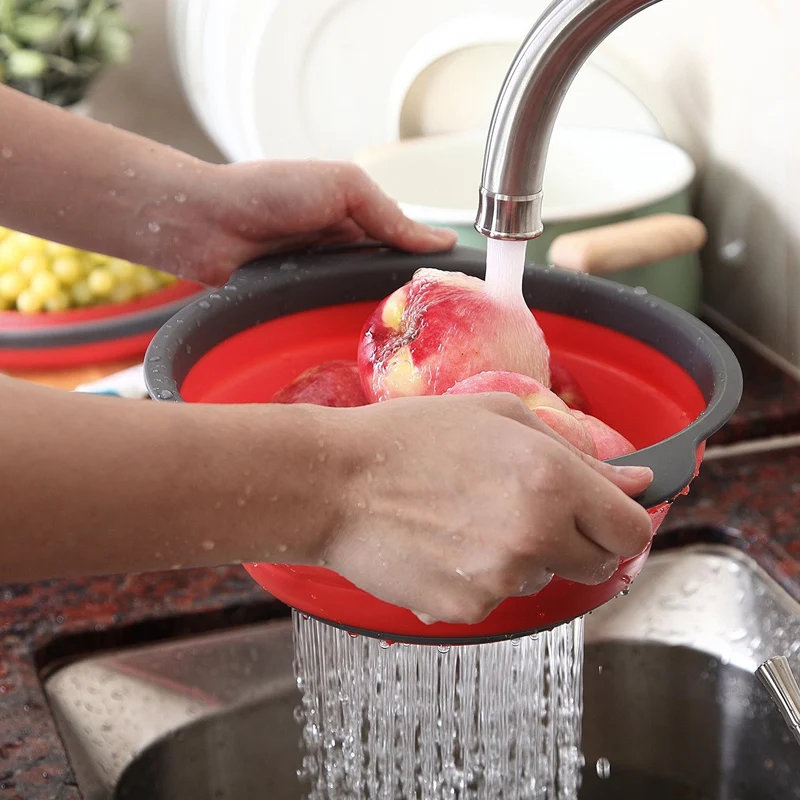 Collapsible Colander Set Food Grade Kitchen Strainer Folding Drainage Baskets Vegetable Fruit Storage Basket Kitchen Tools (11)