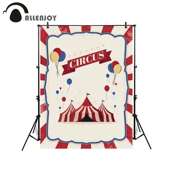 

Allenjoy kids background for photography Vintage striped circus tent balloons birthday backdrop newborn photo studio photocall