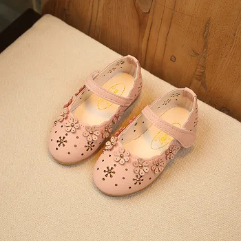 

Girls Kids Leather Shoes Summer Children Casual Floral Single Shoes Hollow Toddler Baby Girls Flower Sneaker Size 21-36 TX454