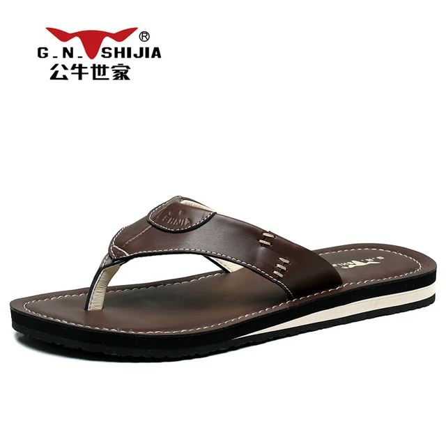 Hombre Natural Leather Slippers Flip Flops Summer Beach Zapatos Sandals Marrón Negro Hombre Natural Slippers Leather Slippers Natural Flip Flops Summer Beach Zapatos Sandals Marrón Negro df30a2