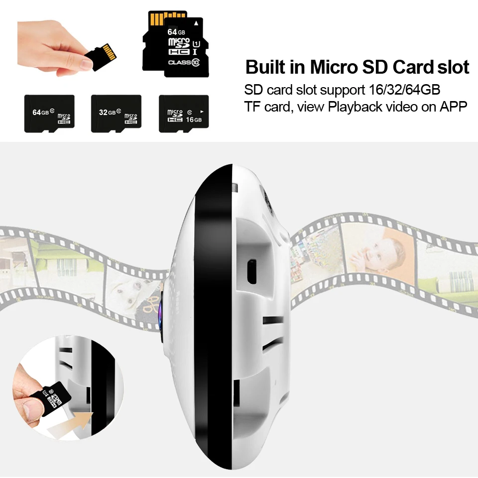 ANBIUX HD 960P рыбий глаз VR панорамная камера на 360 градусов Беспроводная Wi Fi IP для