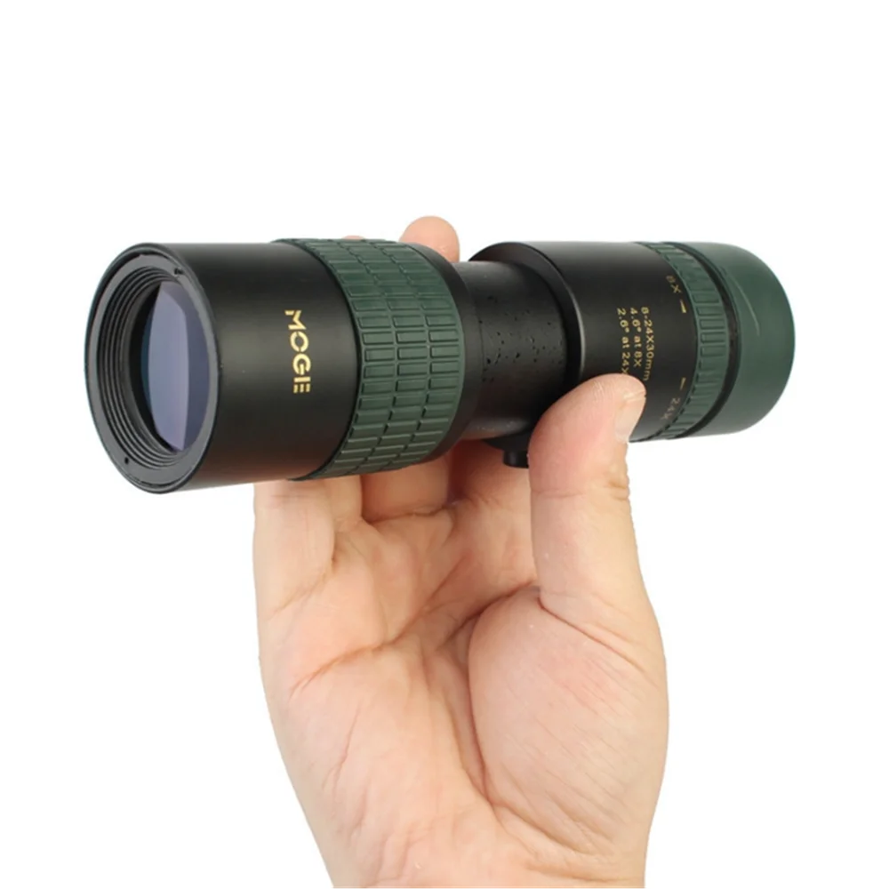 MOGE 8-24x30 Continuous Zoom Monocular HD High Power Portable Low Light Night Vision Non-infrared Black Green Telescope