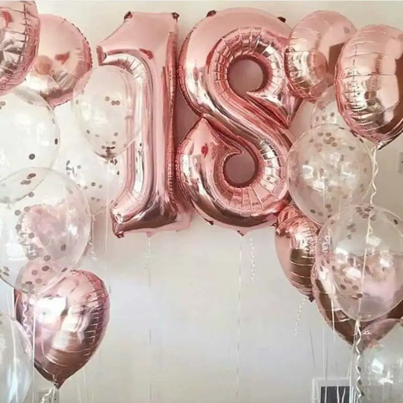 

40inch Happy 18 Birthday Foil Balloons Rose gold/pink/blue number 18th Years Old Party Decorations Man Boy Girl Supplies