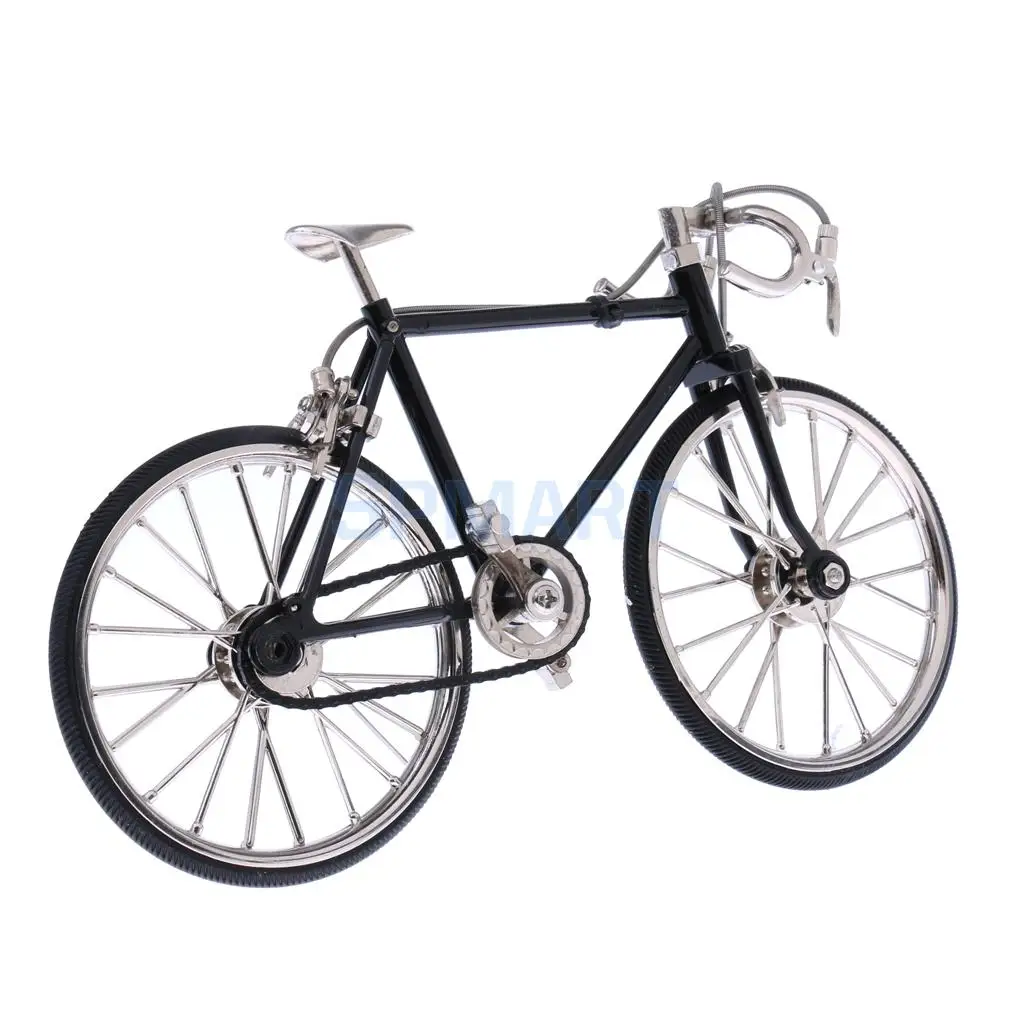 1:10 Scale Dollhouse Miniature Black Metal Diecast Racing Bike Bicycle Model Hobby Collection Gifts