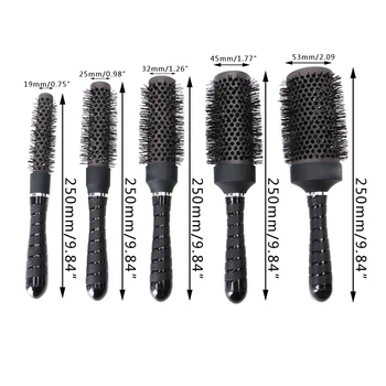 

New Ceramic Iron Round Comb Barber Hairdressing Salon Styling Brush Barrel 5 Sizes