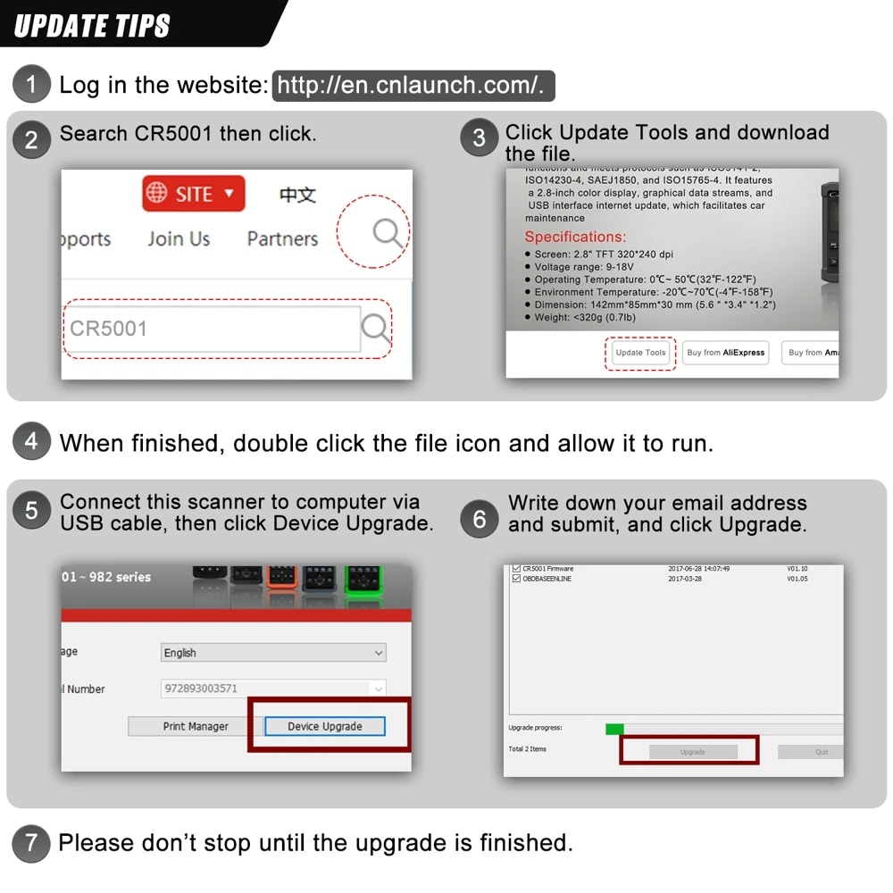 Launch X431 OBD2 сканер CR5001 автомобильный диагностический инструмент OBD2 чтение чистого кода двигателя диагностический Автомобильный сканер для OBD2 автомобилей