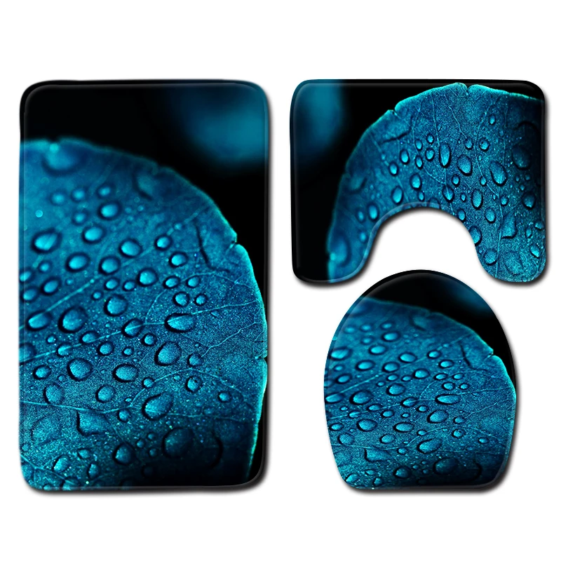 Kaufen Nordic 3D Pflanzen Wc Bad Matte Teppich Teppich Sets Bad Dusche Zimmer Teppiche Flanell Memory Foam Anti Slip 3 Pcs bad Matte Set