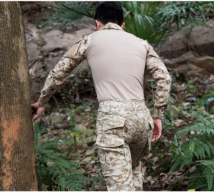 Лягушка карго боевой камуфляж 2 шт. комплект брюки+ Костюмы Тактический Commado комбинезон мульти карман для мужчин военная форма