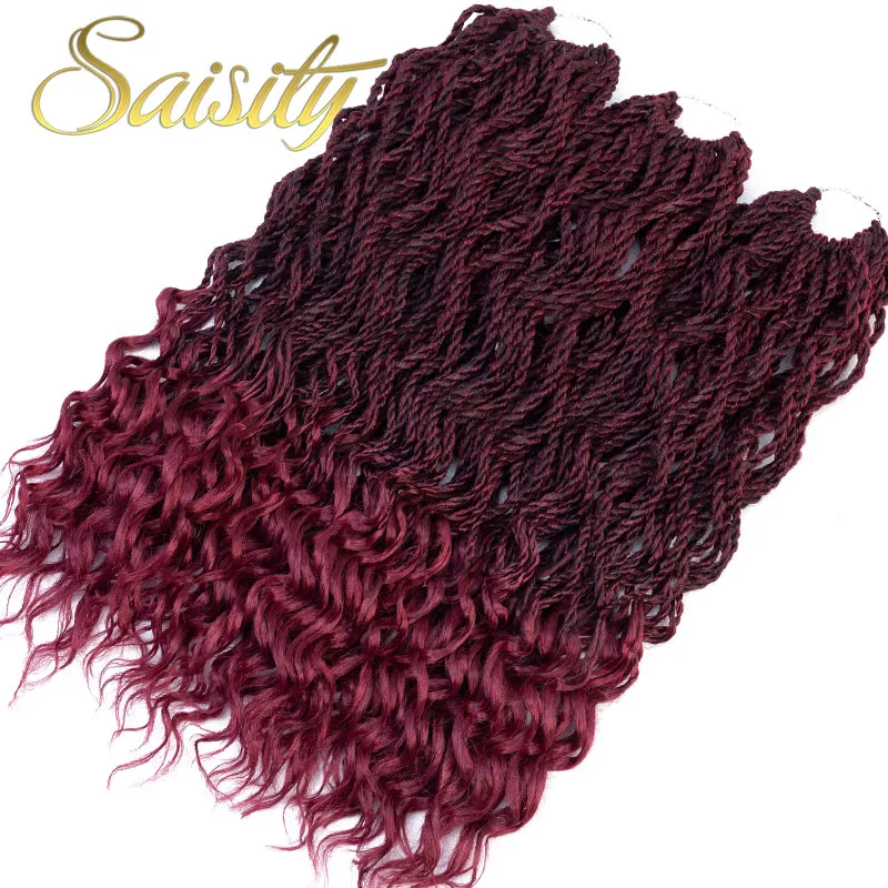 

Saisity Curly Senegalese Twist Black Synthetic Crochet Braiding Hair Extensions Crochet Braids Low Temperature Fiber
