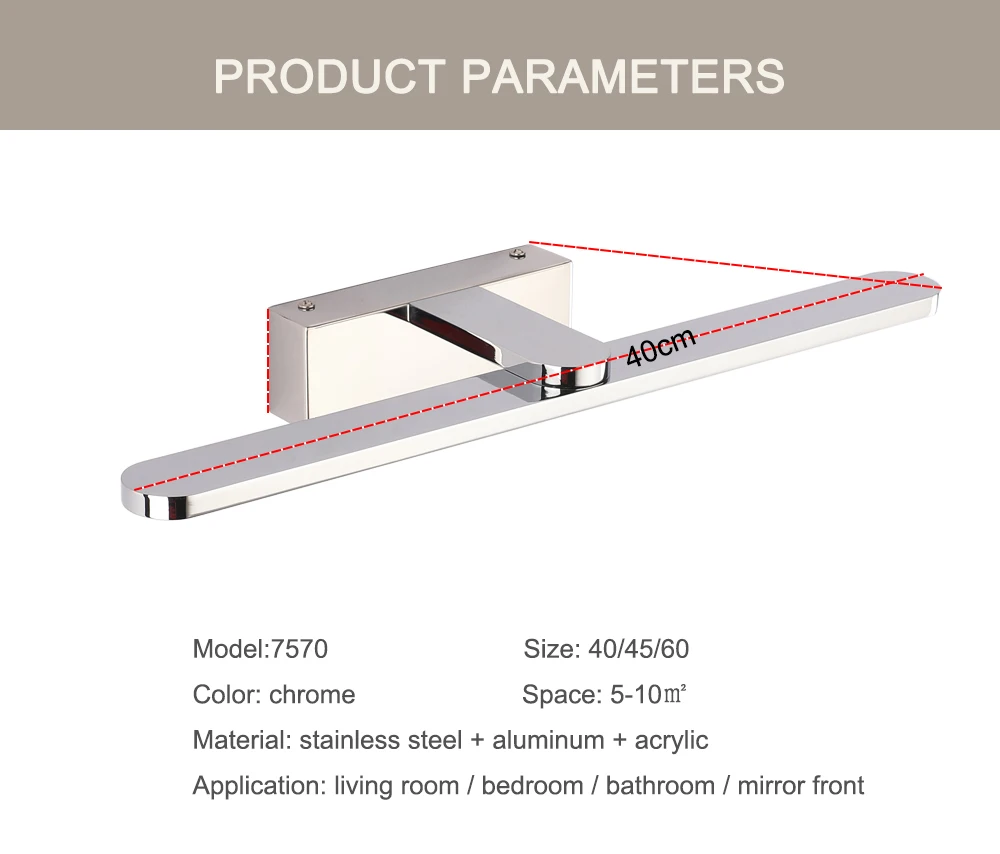 Zerouno светодиодный зеркальный настенный светильник s для ванной комнаты WC зеркальный светильник Настенный светильник 40 см 44 см 59 см алюминиевый легко чистящийся светодиодный светильник ing