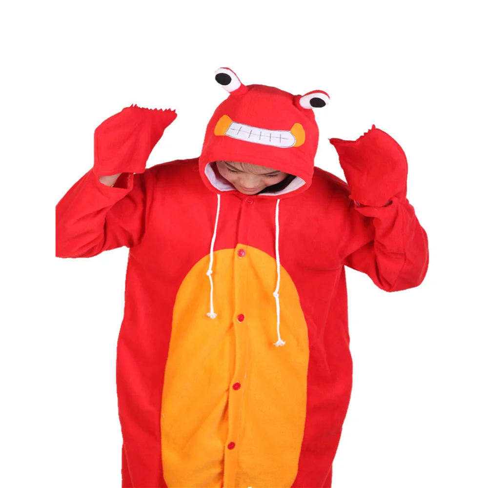 Pijama unisex de cangrejo para adultos, pijama de animales para Halloween,  cangrejo rojo, disfraz de cosplay, forro polar, ropa de dormir para el  hogar, Mono de cangrejo rojo, M : : Juguetes