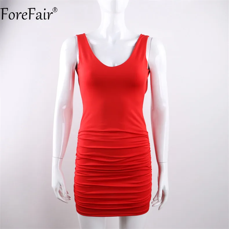 ForeFair, Короткие вечерние женские платья, лето, сморщенное эластичное платье с открытой спиной, Клубное платье для ночного клуба, женское красное платье на осень