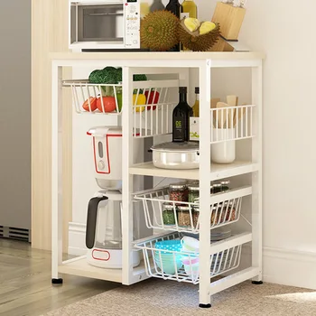 

Storage Holders & Racks Home Storage & Organization steel wood kitchen organizer floor type receiving rack minimalist 60*40*77cm