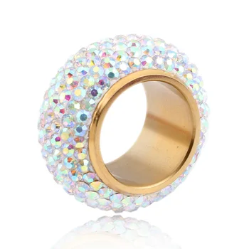 

Fashion shining full rhinestone Crystal rings for women luxurious Wedding Ring Jewelry gold-Color