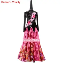 Профессиональный Для женщин Современная Одежда для танцев печати алмаз юбки Бальные Танцы расширения юбка Для женщин бальных танцев