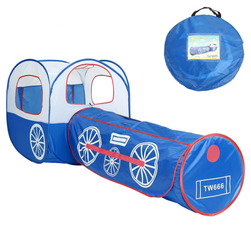 2 in 1 Blue Shuttle Toy Tent Tunnel Waterproof Baby Playhouse Kids Tent Tunnel Toys for Children Tent