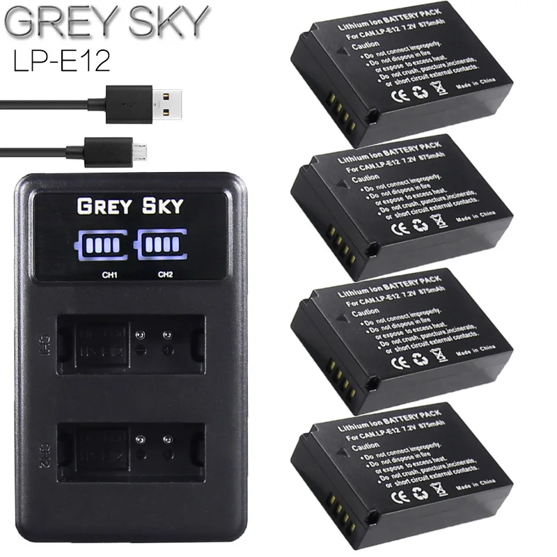 

4Pcs LP-E12 LPE12 LP E12 Camera Battery AKKU + LCD USB Charger for Canon M 100D Kiss X7 Rebel SL1 EOS M10 EOS M50 DSLR