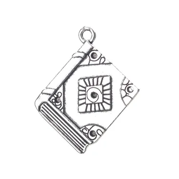 

10pc/lot 32*28mm Silver Color Alloy Book Charms Keychain Bracelet Necklace Pendant Fit Diy Men Women Jewelry Making Accessories
