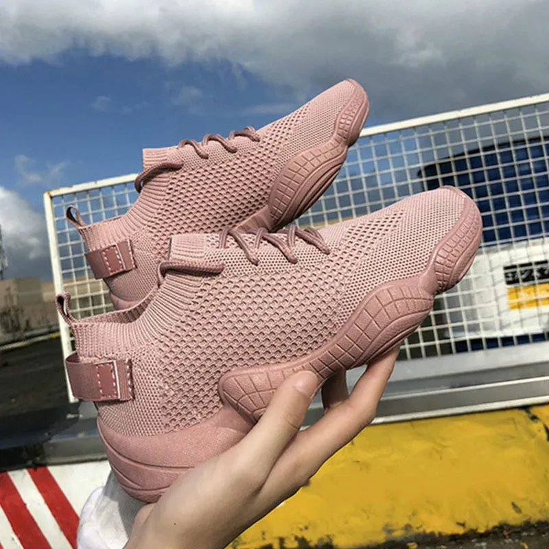 

Women Mesh Flat Autumn Sneakers Ladies Lace Up Stretch Fabric Platform Vulcanized Casual Shoes Female Breathable Fashion