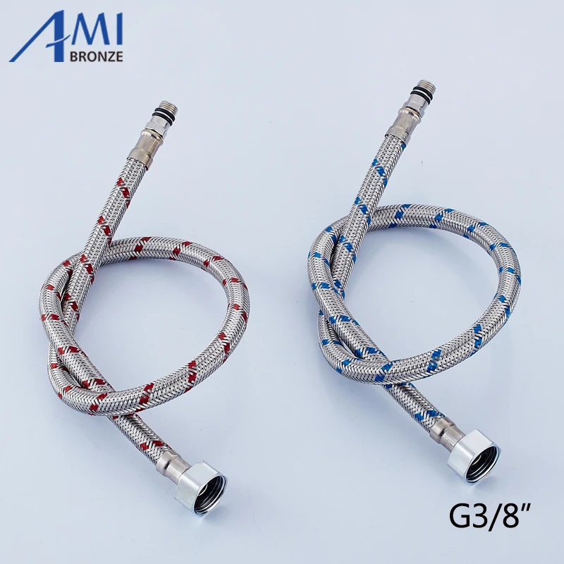 1 pair of G3/8" 60cm Stainless Steel Flexible cold/hot mixer Faucet