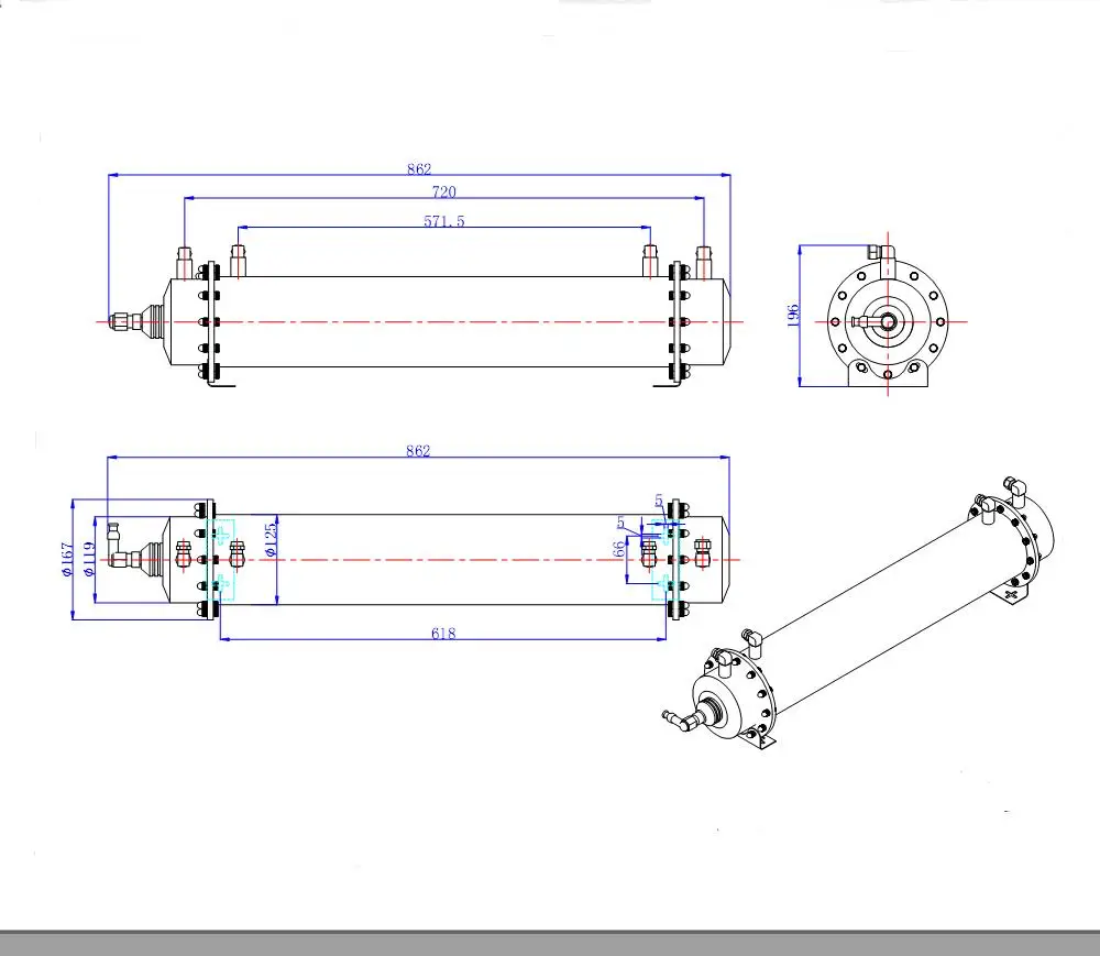 100g ozone generator tube dimension