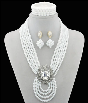 

Newest african beads jewelry set 2016 nigerian wedding african beads indian multi layer necklace / Earrings women
