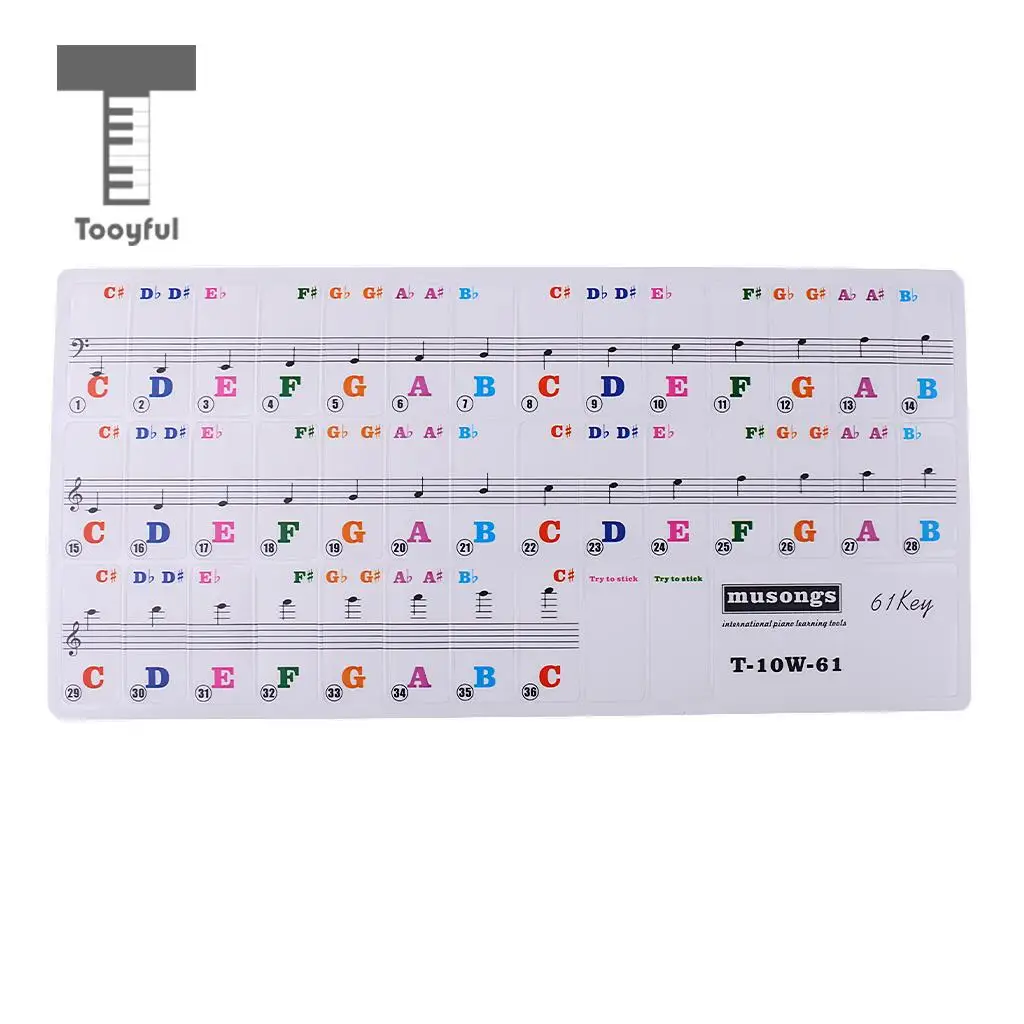 Tooyful 61 Key Piano Electronic Keyboard Sticker Letter Decal for Beginner Amateur Piano Practice Accessory 23.5 x 11.5cm