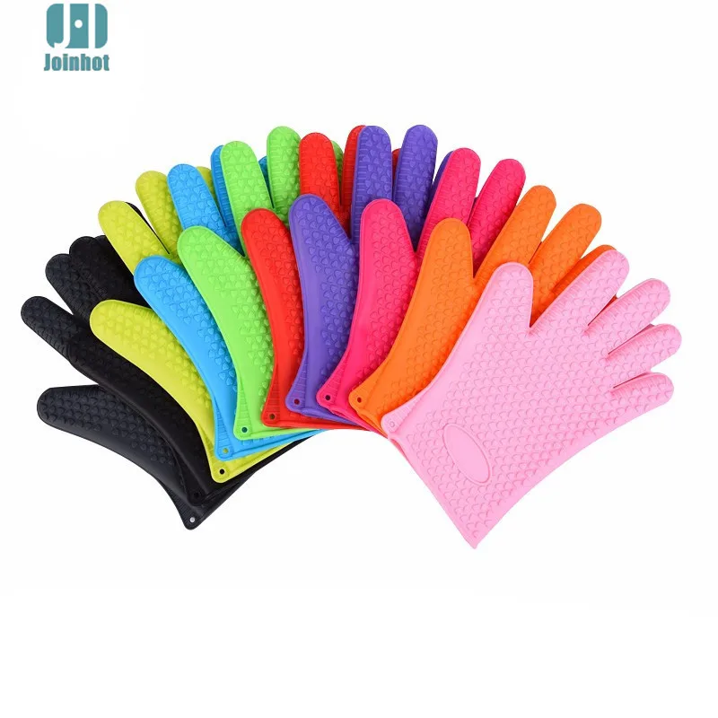 Home Barbecue Silicone Heat Holder Gloves Cotton Kitchen Oven Mitts Cook Resistant Glove Microwave Accessories