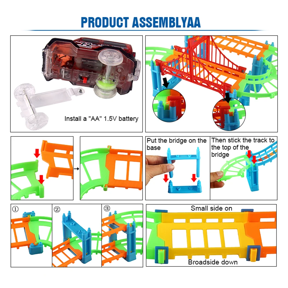  2019 Railway Magical Racing Track Play Set Educational DIY Bend Flexible Race Track Electronic Flas