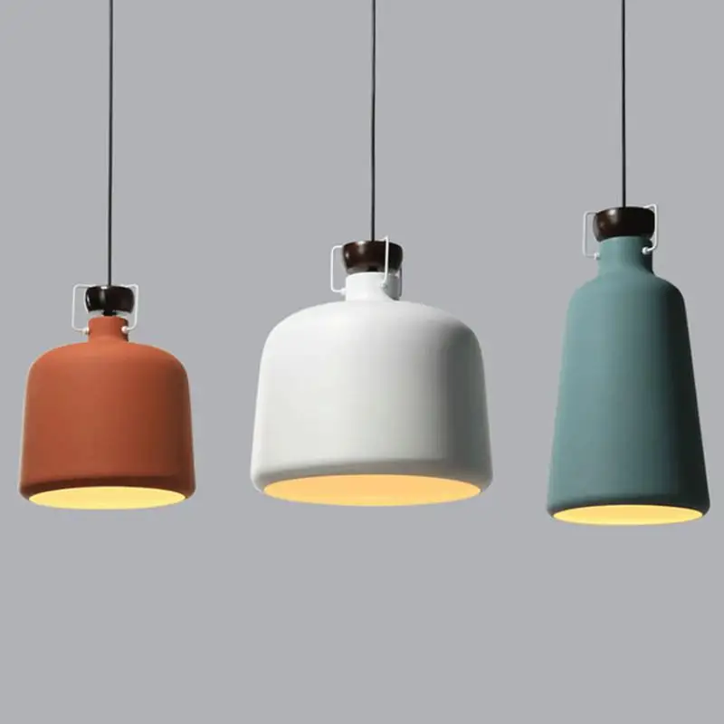 

Vintage Creative Post-modern Designer Aluminum Wood Bottle Shape Led E27 Pendant Light For Dining Room Bar Restaurant 1141