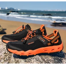 Мужские уличные прогулочные сандалии; спортивные походные сандалии; быстросохнущая пляжная обувь; защитные пляжные сандалии с открытым носком; большие Size39-48