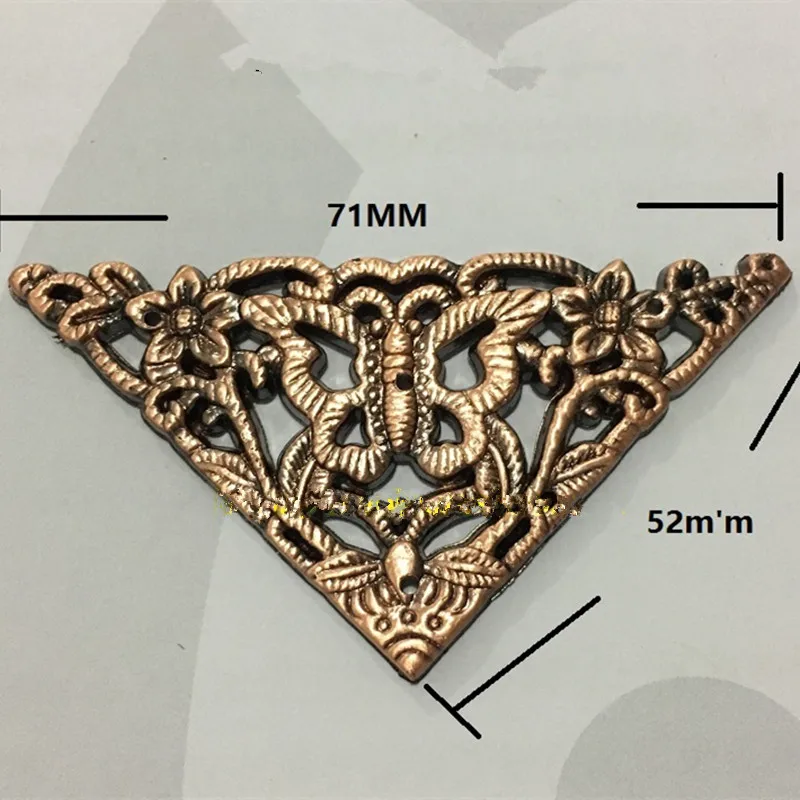 Пластиковая деревянная коробка, коробка для вина, протектор, украшения, треугольные углы, антикварная бабочка, 2 шт, 52 мм