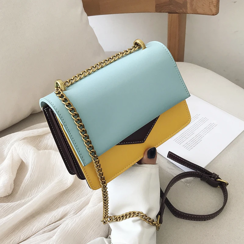 

Kavard Small Women Messenger Bags Luxury Handbags Women Bags Designer PU Leather Chains Bag Fashion Panelled Female Shoulder Bag