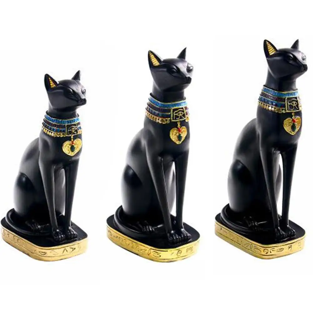 

Egyptian Cat Figurine Statue Decoration Goddess Bastet Incarnation Cat God Vintage Egyptian Cat Feng Shui Resin Craft Figurine #