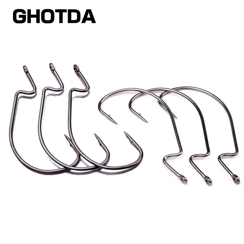 

50pcs/lot High-carbon steel fishing hooks 1/0# 2/0# 3/0# 4/0# 5/0# crank lure Worm Pesca
