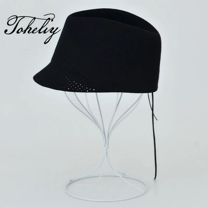 

New Autumn Winter Spring Fashion wool Vintage Wide-Brim flower Fedoras Hats for Women Bowler Floppy Feminino Ladies Chapeau