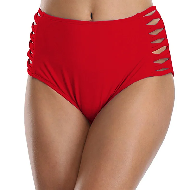 Женские плавки бикини, плавки, женские купальники,, модный дизайн, для пляжа, с высокой талией - Цвет: BLN18003-Red