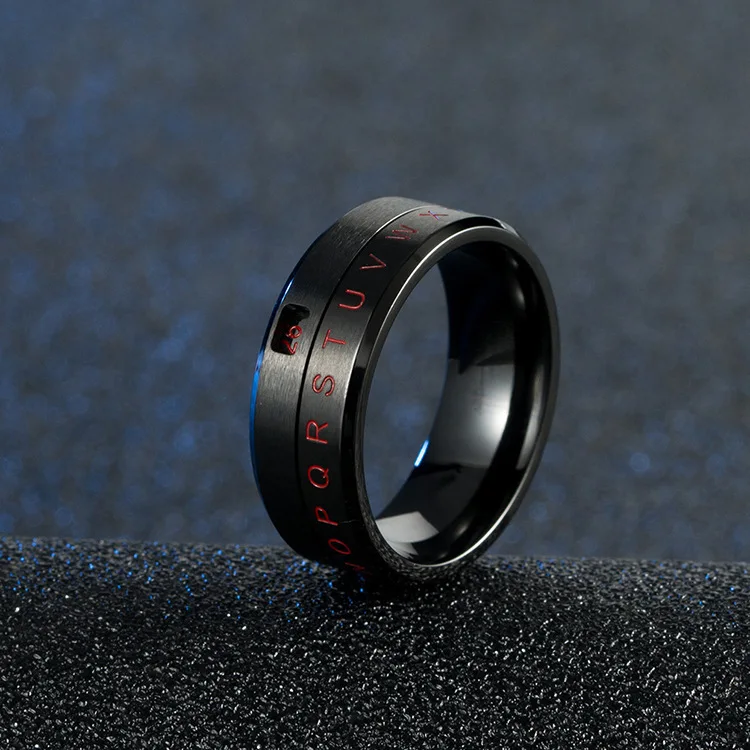 Спиннер на палец, вращающееся цифровое кольцо, мужское кольцо из нержавеющей стали, серебряное, черное, Anello Numeri romi, кольца для мужчин, уникальное кольцо с буквами